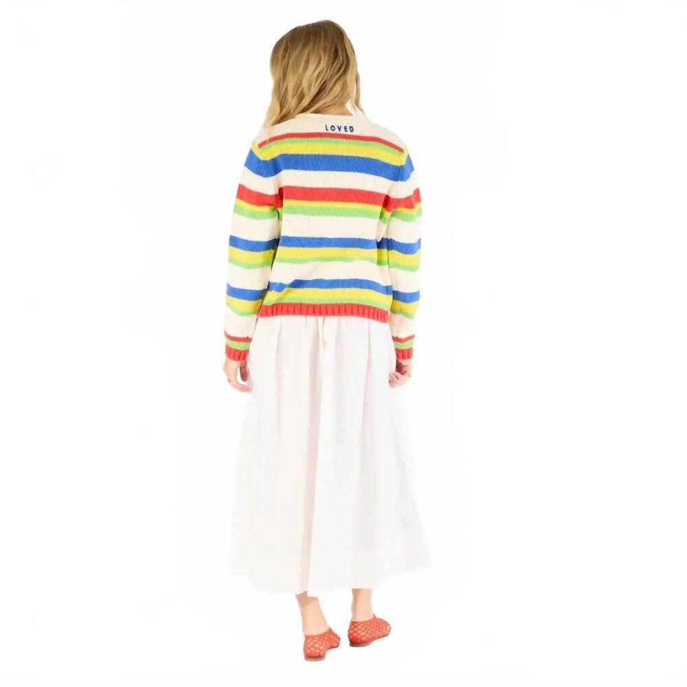 NEW KERRI ROSENTHAL beau lero cardigan sweater in colorful stripe - Picture 4 of 5